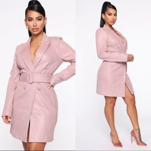 Suede Blazer Mini Dress - Pink